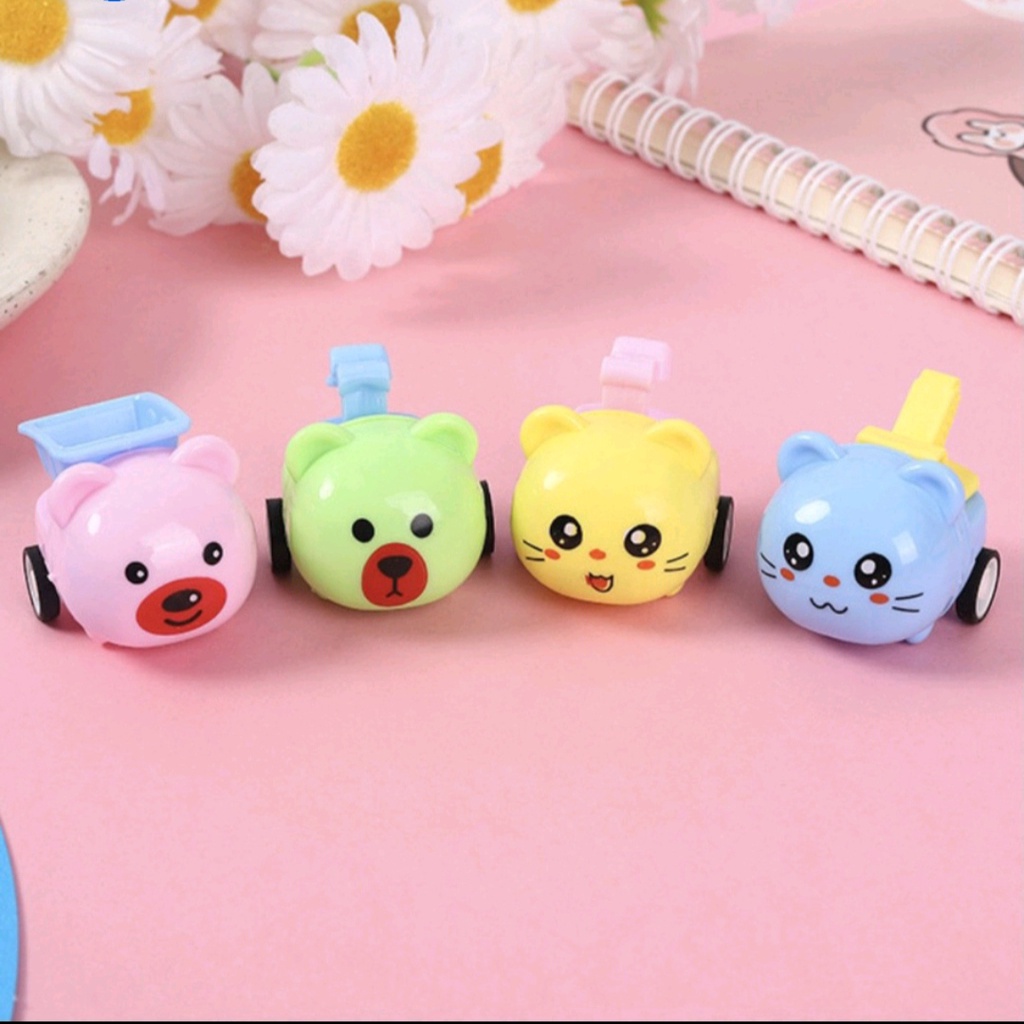 Đồ chơi tạo hình xe ô tô mini công trình dễ thương hình thú vặn cót cho bé, ngộ nghĩnh , đáng yêu