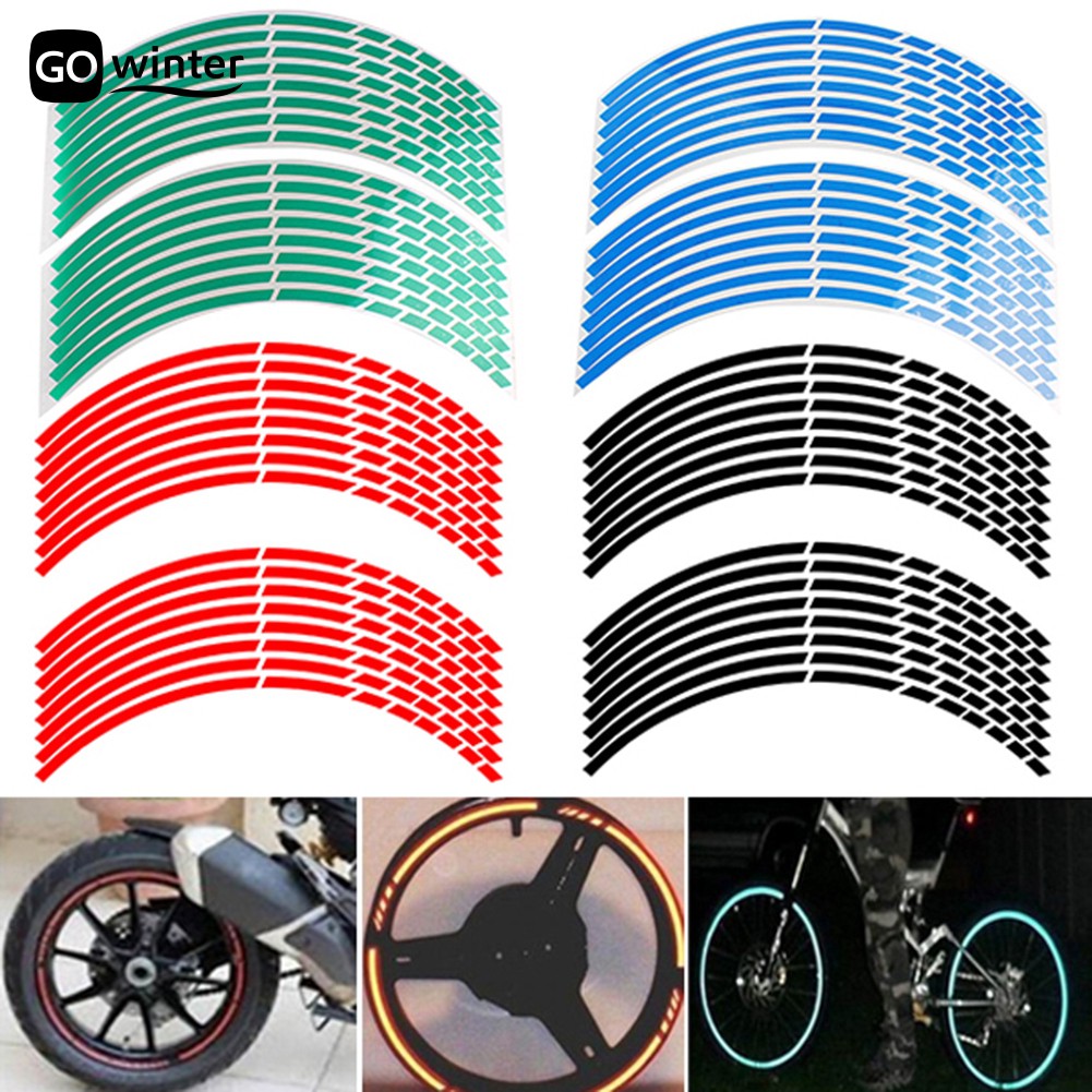 Bộ 16 sticker phản quang dán trang trí vành mâm bánh xe đạp thể thao MTB