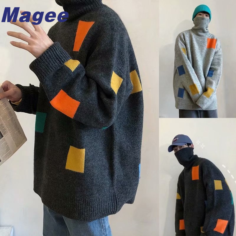 Áo Sweater Cổ Lọ Dáng Rộng Dày Dặn Phong Cách Hàn Quốc Thời Trang Thu Đông Cho Nam
