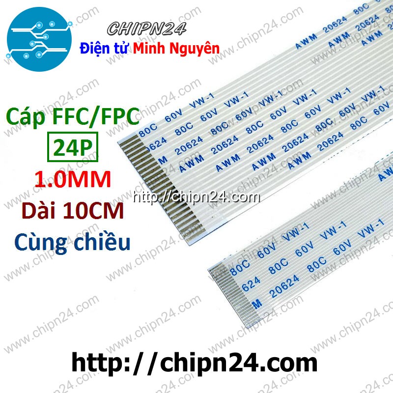 [1 SỢI] Cáp FPC/FFC 24P 1.0MM 10CM cùng chiều (Cáp AWM 20624 80C 60V VW-1)