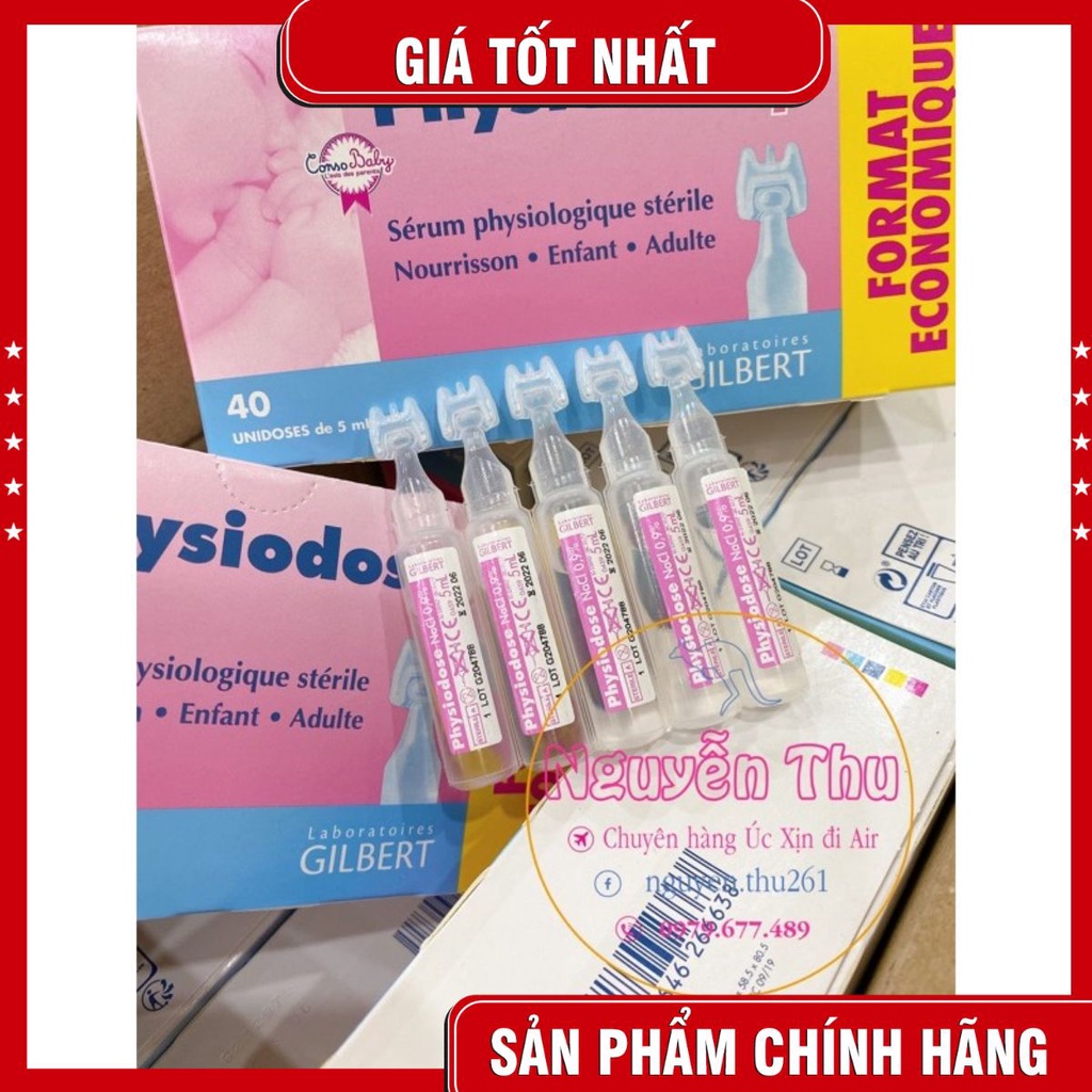 Nước muối sinh lý Physiodose của Pháp-Muối Hồng