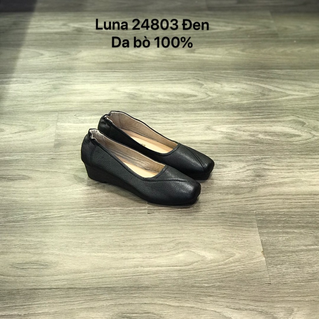 Giày đế xuồng nữ Lunashoes 24803 giầy cao gót da bò thật nữ mũi tròn da thật cao cấp dễ đi kiểu nhiều màu