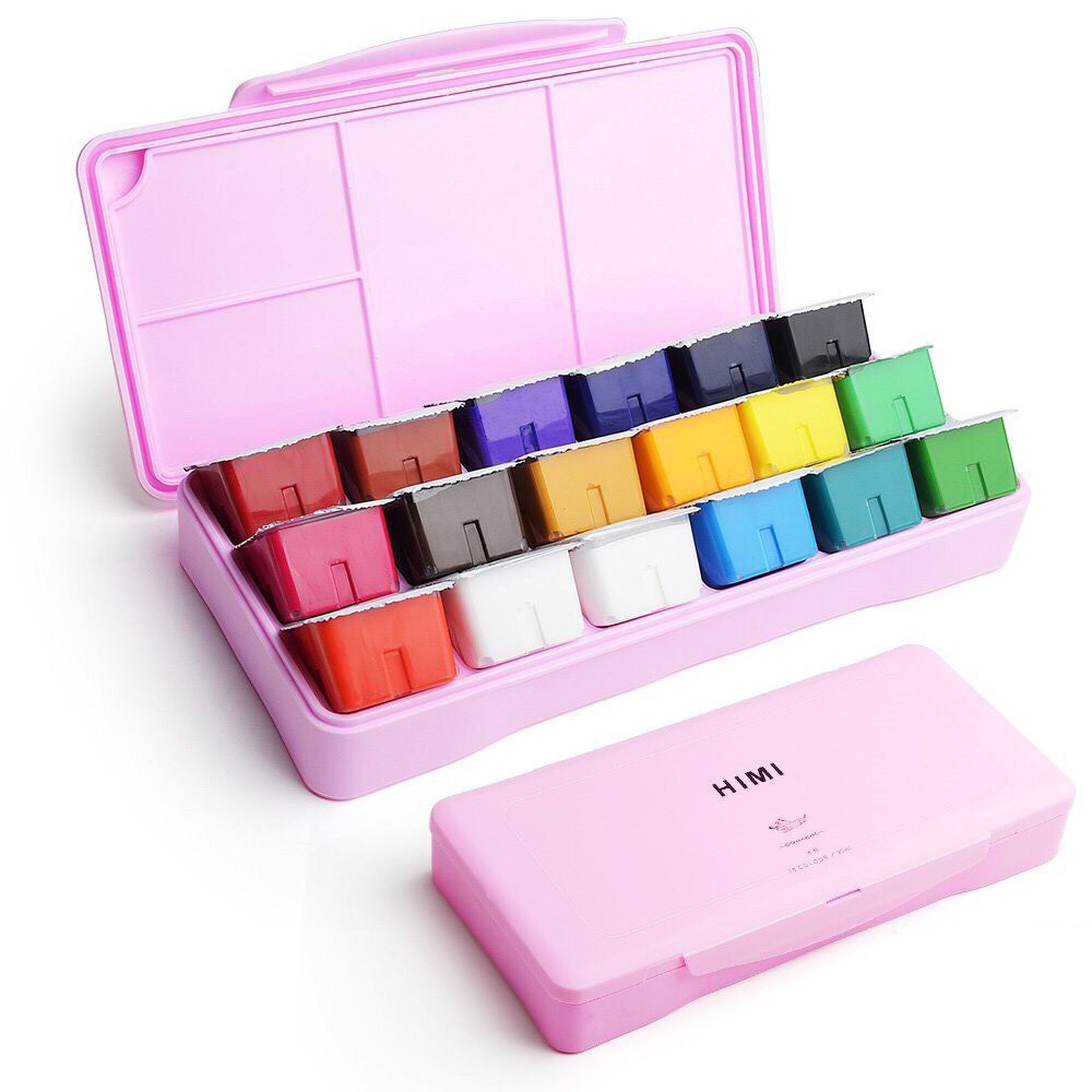Màu Gouache HiMi dạng thạch bộ 18/24 màu