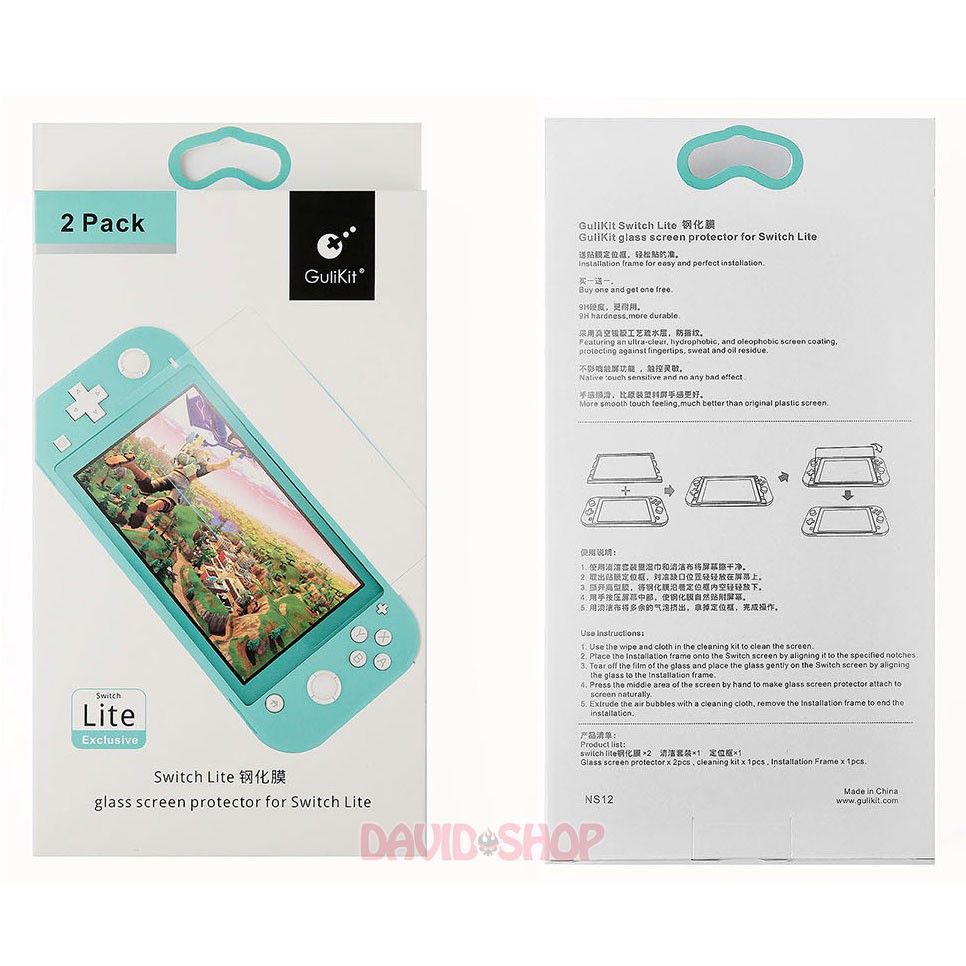 Bộ 2 cường lực cao cấp + khung trợ dán hãng Gulikit cho Nintendo Switch Lite