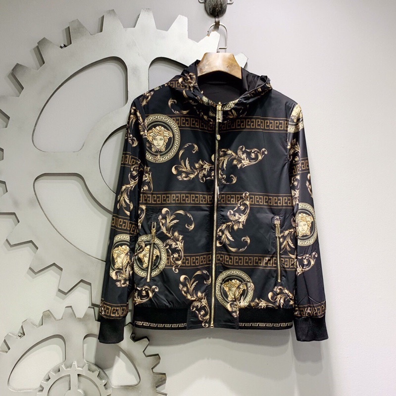 Áo khoác gió nam thương hiệu Versace cao cấp hoạ tiết logo thương hiệu mặc được hai mặt