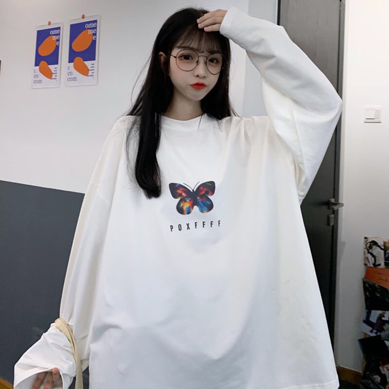 Áo thun tay dài form rộng unisex sweater POXFFF nam nữ ulzzang Wind