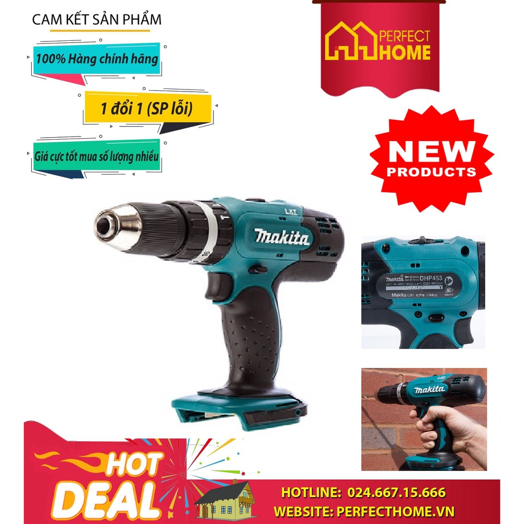 ⚡️Sale sốc⚡️ { Hàng chính_hãng}Máy Khoan Búa, Vặn Vít Dùng Pin Makita DHP453Z (18V)