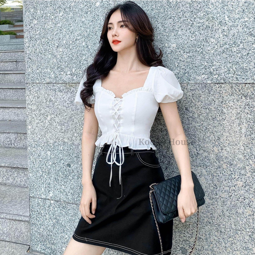 KOOKY HOUSE - ANNIE SKIRT - Chân váy kaki chữ A phối chỉ nổi cực xinh | BigBuy360 - bigbuy360.vn