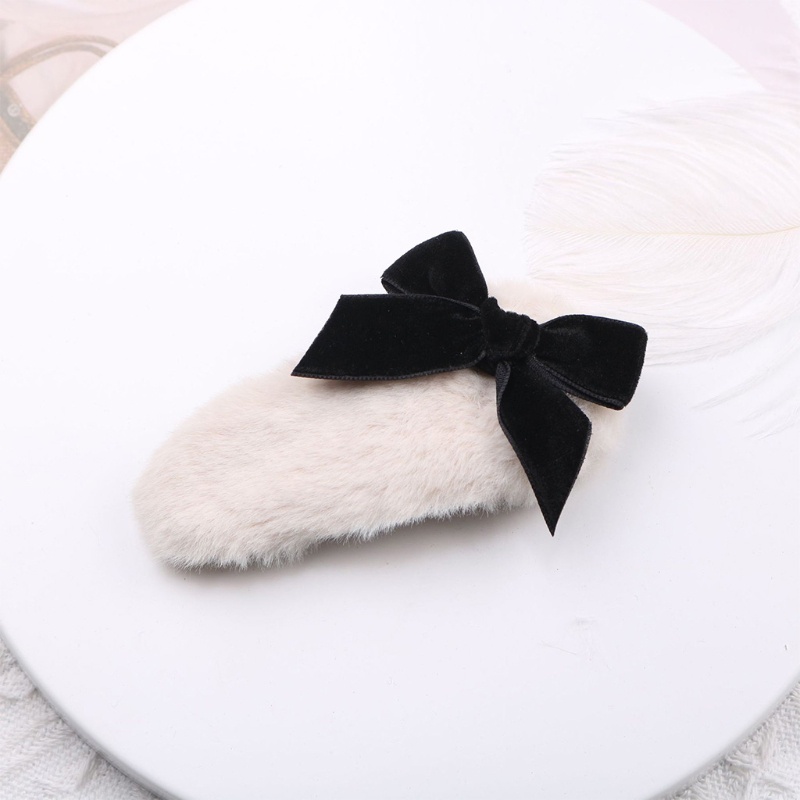 Kẹp Tóc Nơ Bằng Nhung Mềm Mại Đính Đá Phong Cách Retro