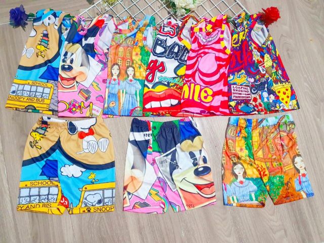 24_36kg Bộ thun lạnh 3D màu hồng, màu xanh cho bé gái ảnh thật, video KHĂN RẰN SHOP