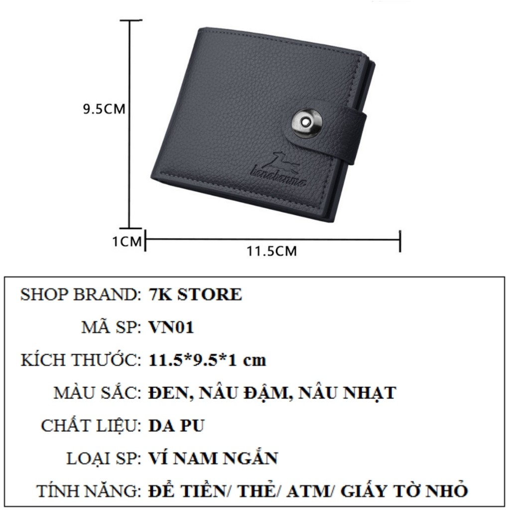 Ví da nam, Ví nam cầm tay Hàn Quốc chất liệu da siêu bền đẹp tiện lợi 7K-VN01