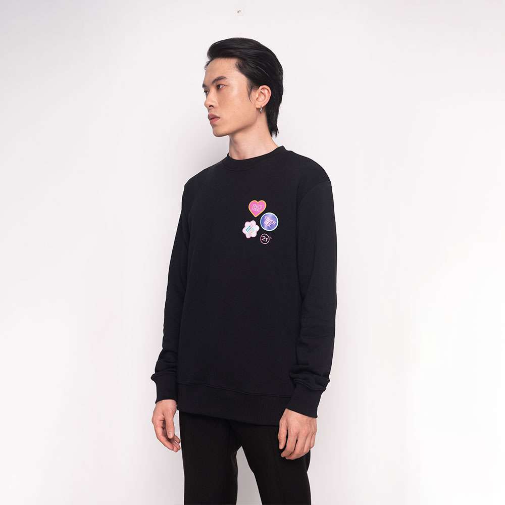 Áo Nỉ Unisex Dài tay 21ST URBAN She's Mine Đen