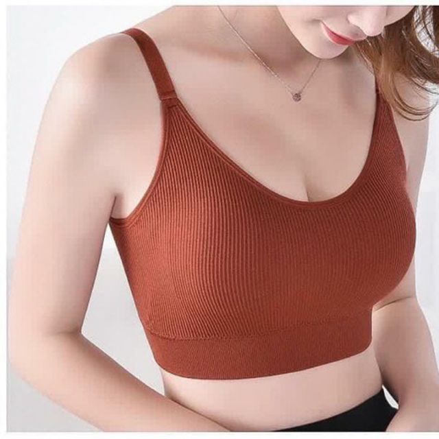 Áo bra gân tăm 2 dây ôm ngực - bra tập gym, yoga, thể thao có đệm ngực 1811
