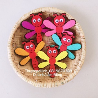 Sét 5 con chuồn chuồn vải nỉ hai lớp 6x6.5cm mầm non!