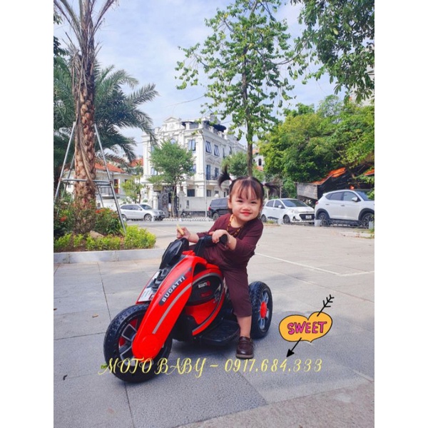 MOTO ĐIỆN CHO BÉ KIỂU DÁNG THỂ THAO, XE ĐỊA HÌNH PHIÊN BẢN MỚI BUGATTI