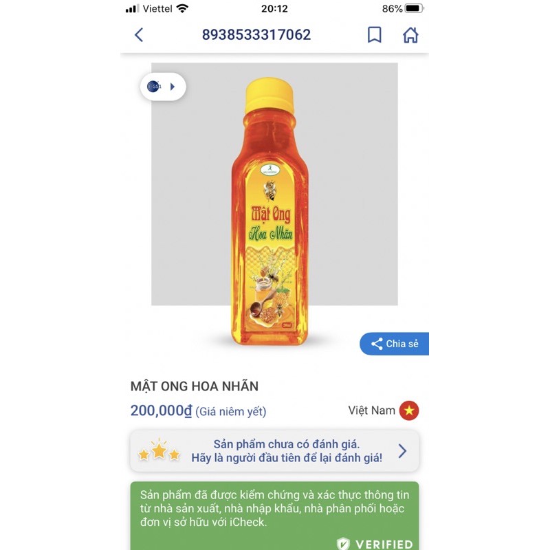 Mật ong hoa nhãn 200ml hàng chất lượng cao