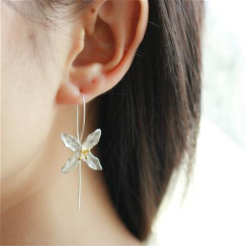 Bông Tai Mạ Vàng / Bạc 925 Họa Tiết Hoa Phong Cách Dân Tộc Thời Trang E144