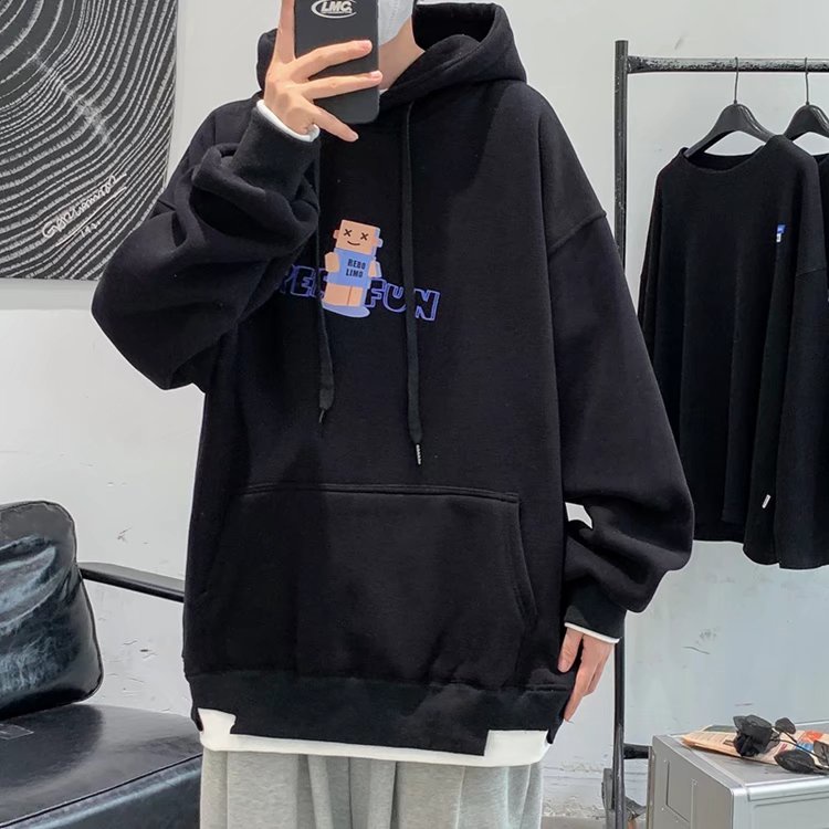 Áo Hoodie Tay Dài Dáng Rộng In Chữ Thời Trang Hàn Quốc Trẻ Trung Cho Nam