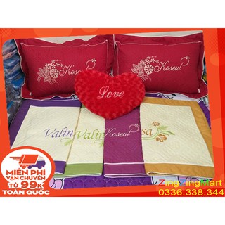 2 vỏ gối satin cao cấp thêu hoa chữ đẹp