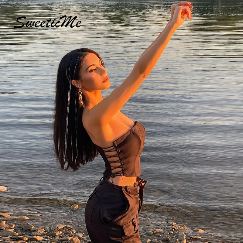 Áo Ống Không Tay Hở Lưng Màu Trơn Thiết Kế Mới Quyến Rũ Thời Trang Dành Cho Nữ | BigBuy360 - bigbuy360.vn