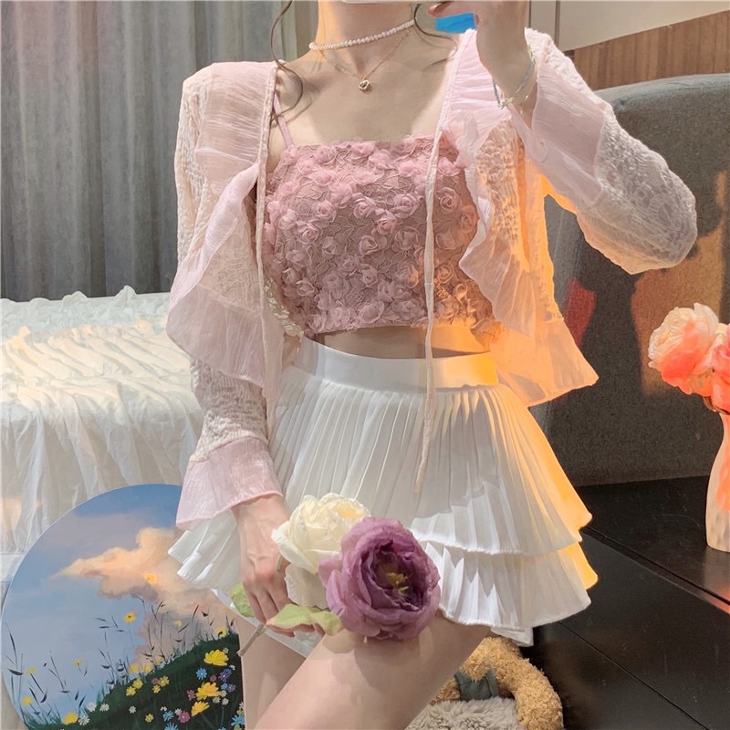 Áo Bra Nữ 2 Dây Hoa Hồng Nổi Có Đệm Ngực Trend Mới 586