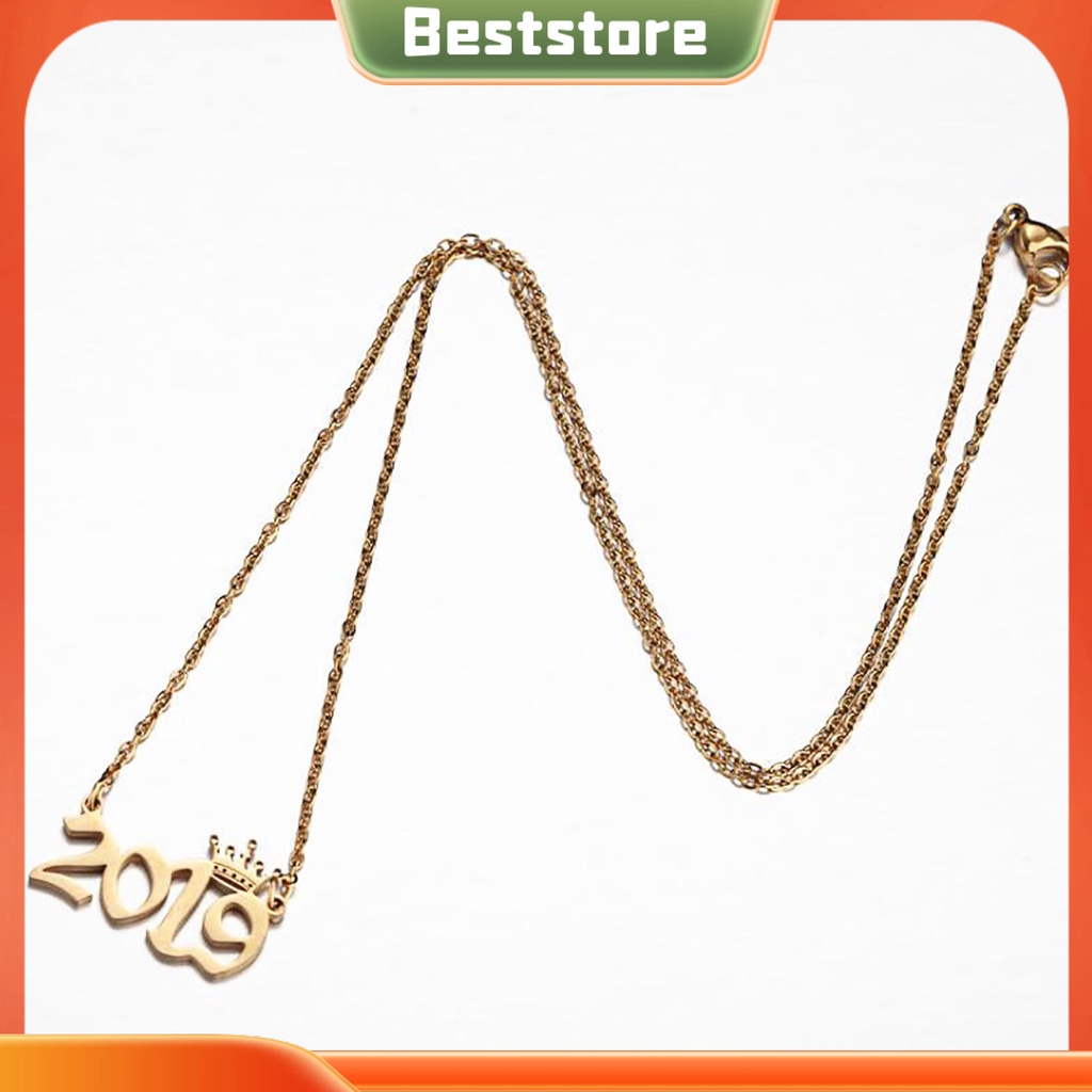 Vòng cổ mặt hình năm sinh vương miện mới bằng thép không gỉ cho nữ