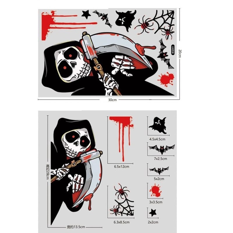 1 Tấm Sticker Dán Tường Tự Dính Họa Tiết Halloween Dễ Thương Bắt Mắt