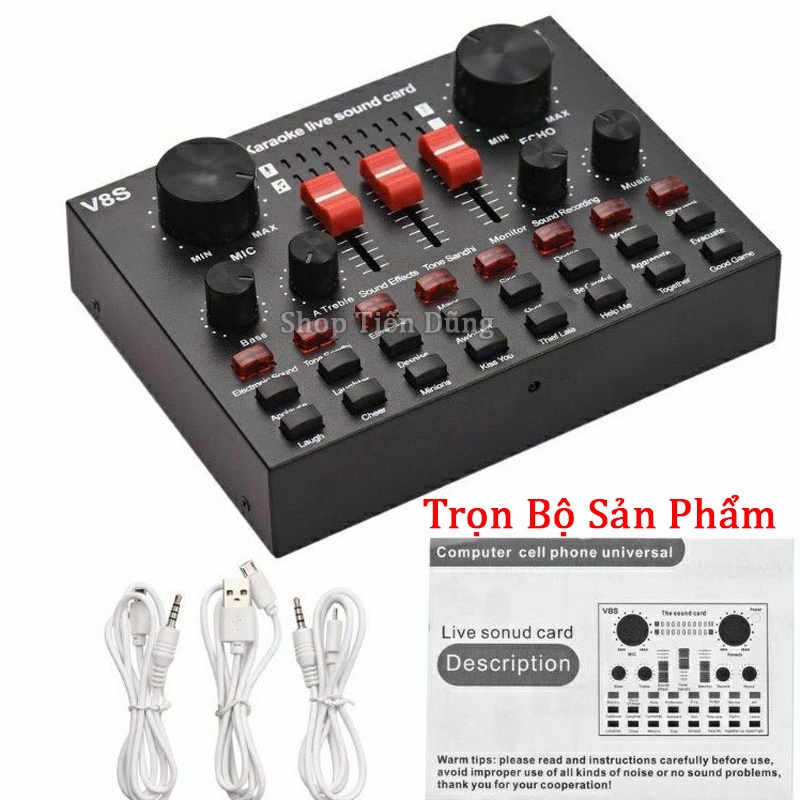 Mic Thu Âm Aqta AQ220 và Sound Card V8S Auto-tune, Bluetooth, 8 Chế Độ Chỉnh Âm- Trọn Bộ Mic Livestream đã Có Thể Ghi Âm