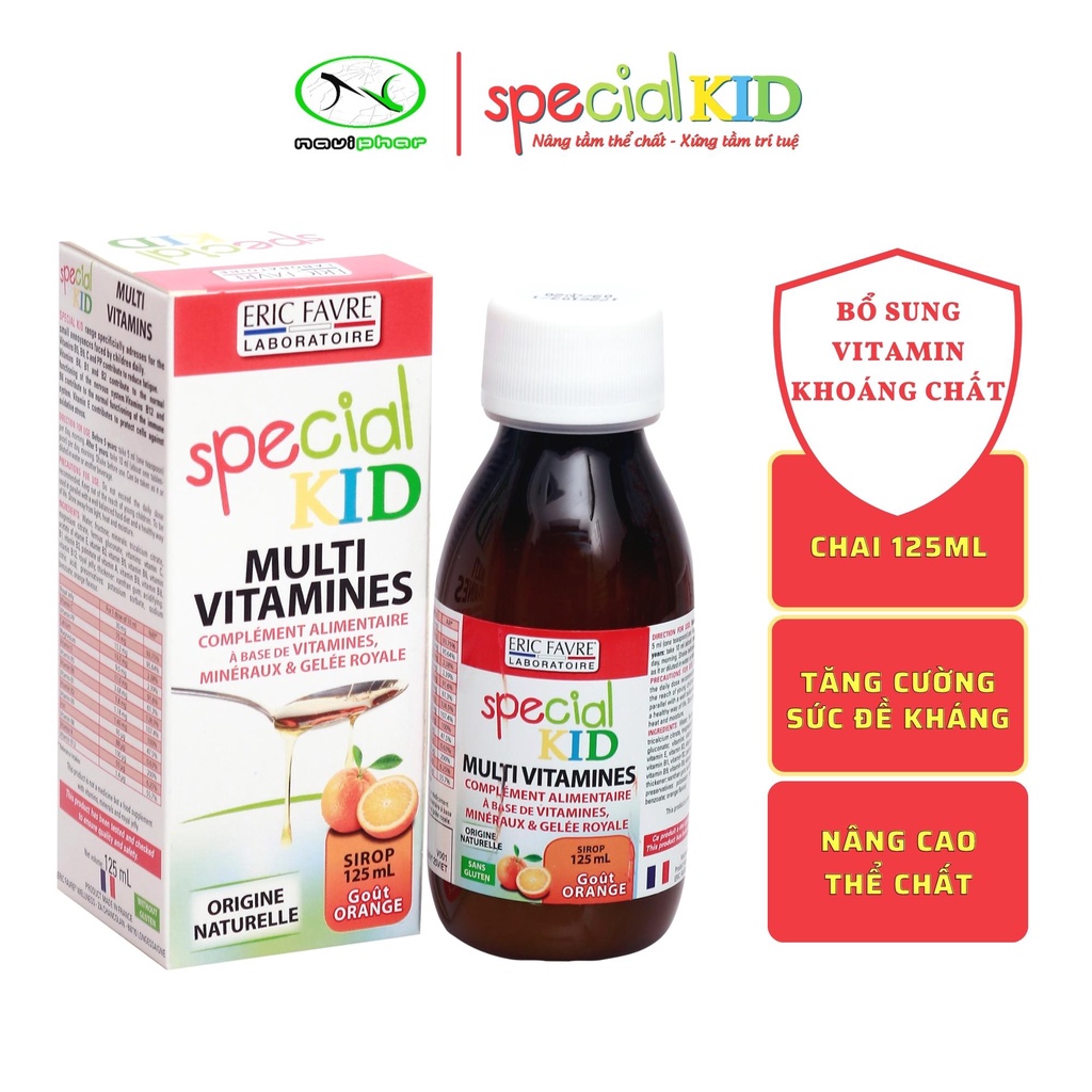 Siro Nâng cao thể chất 💝 Bổ sung Vitamin và Khoáng chất 💝 Special Kid Multivitamines 125ml [Eric Favre - Pháp]