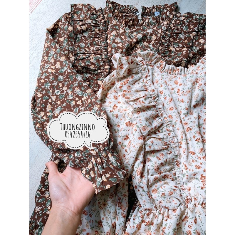 🌻🌻 Váy hoa liti vintage đẹp thanh lịch Đầm hoa dáng xoè🌻