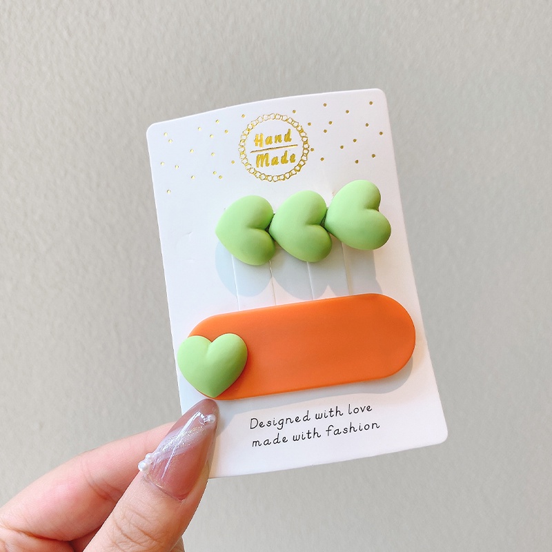 Kẹp tóc trái tim đơn giản màu sắc ngọt ngào phong cách Hàn Quốc cho nữ