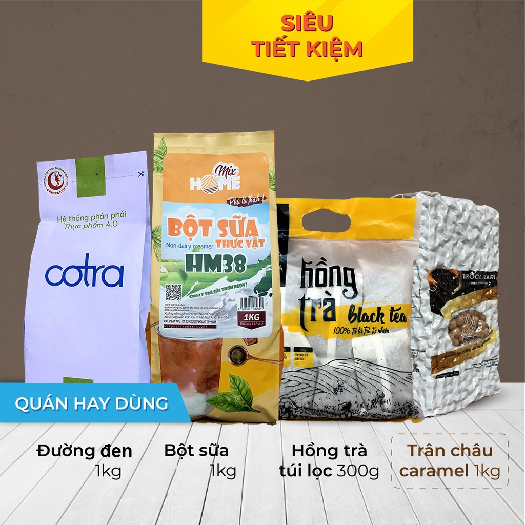 Combo Hồng Trà Sữa Siêu Tiết Kiệm ( Hồng Trà + Bột Sữa  + Trân Châu + Đường Đen) - Hồng Trà Thơm Ngon, Trân Châu Dai Mềm | BigBuy360 - bigbuy360.vn