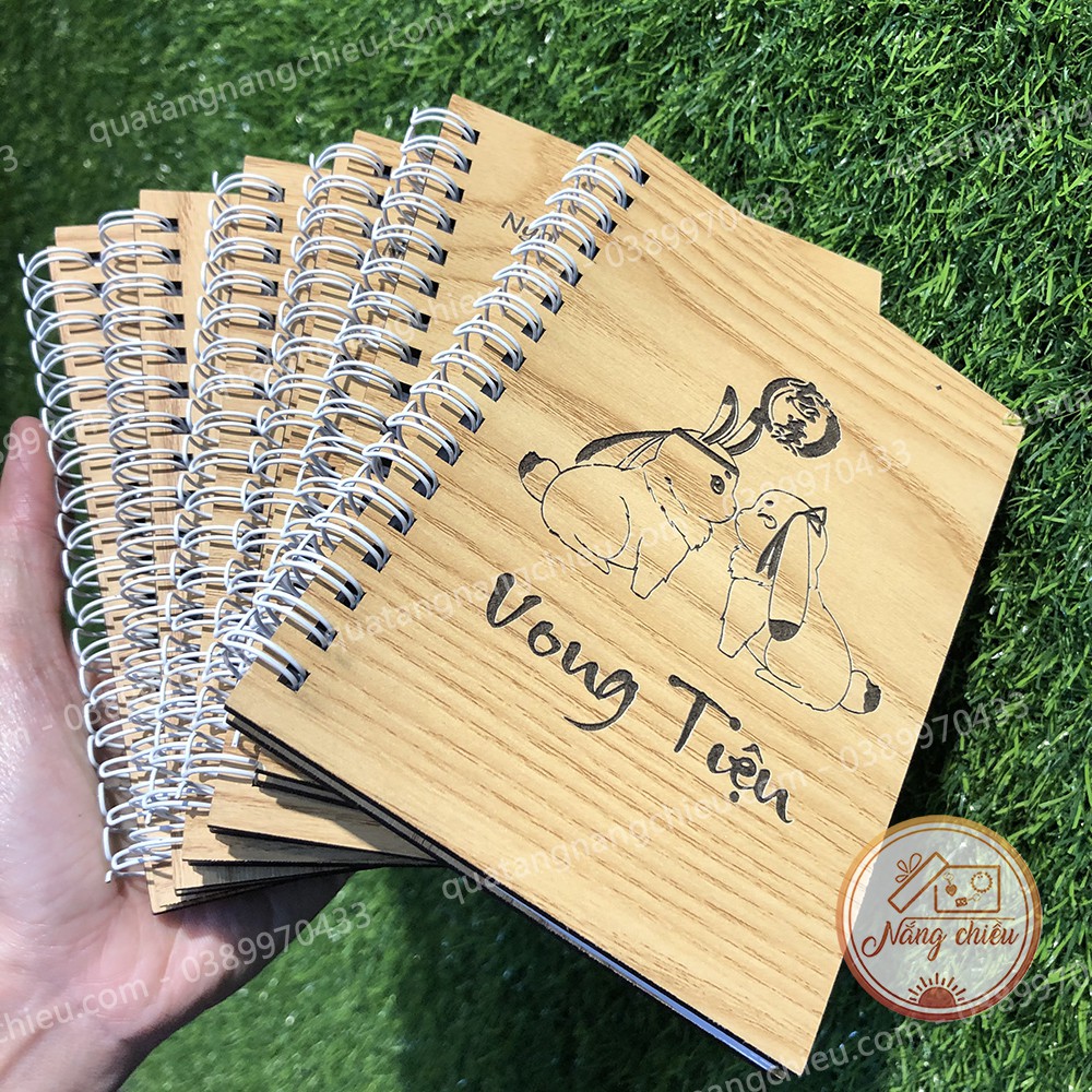 Sổ tay bìa gỗ khắc hình theo yêu cầu - Sổ planner, kế hoạch của cá nhân, nhật kí khắc chữ theo yêu cầu