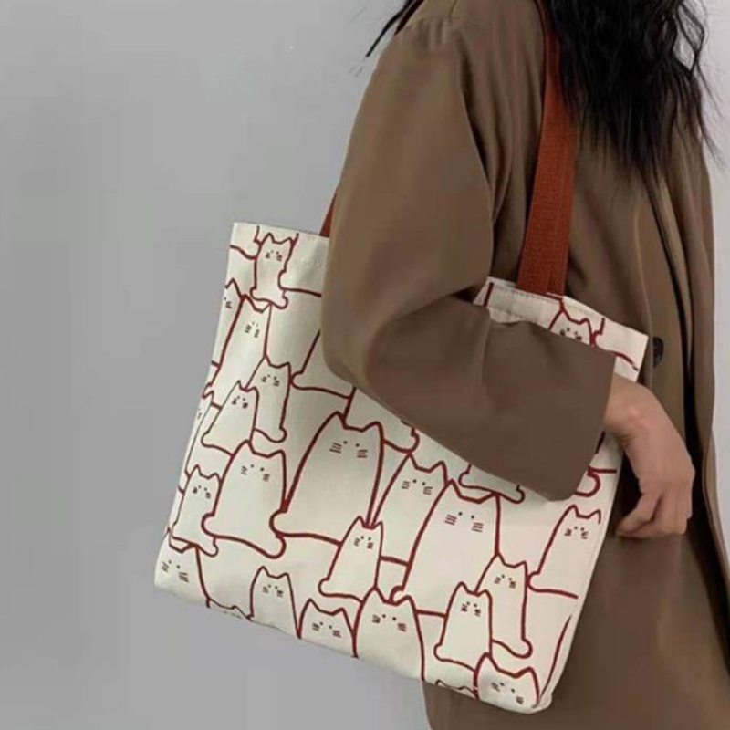 Túi Đeo Vai Bằng Vải Canvas Màu Sắc Đơn Giản Có Sức Chứa Lớn Dành Cho Nữ