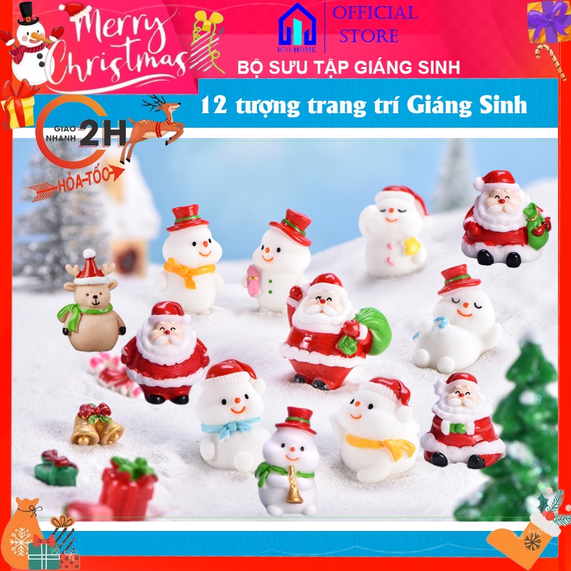 Combo 12 tượng trang trí Noel xinh xắn, nhiều mẫu dễ thương - ICO HOME