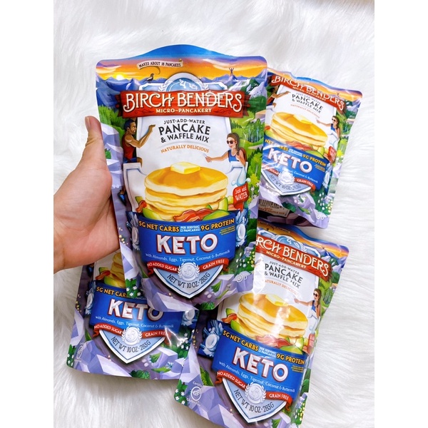 [HÀNG MỸ- DINH DƯỠNG KETO] Bột bánh Birch Benders Pancake Waffle Keto 283gr.