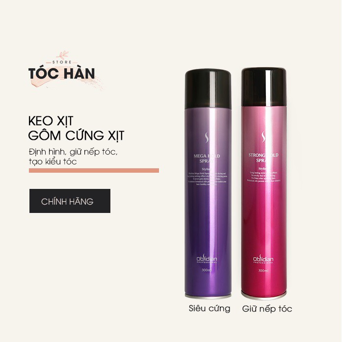 Gôm xịt tóc cứng tạo kiểu giữ nếp tóc nam nữ Obsidian chính hãng 300ml