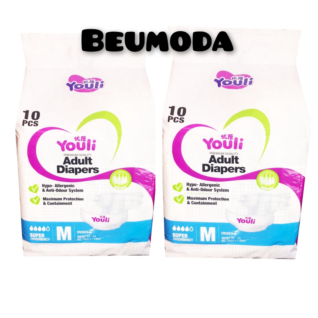 Combo 2 gói tã dán người già YOULI size 2M10( 70-100cm ) / 2L10 ( 100-140cm ) / 2XL10 ( 139-165cm )