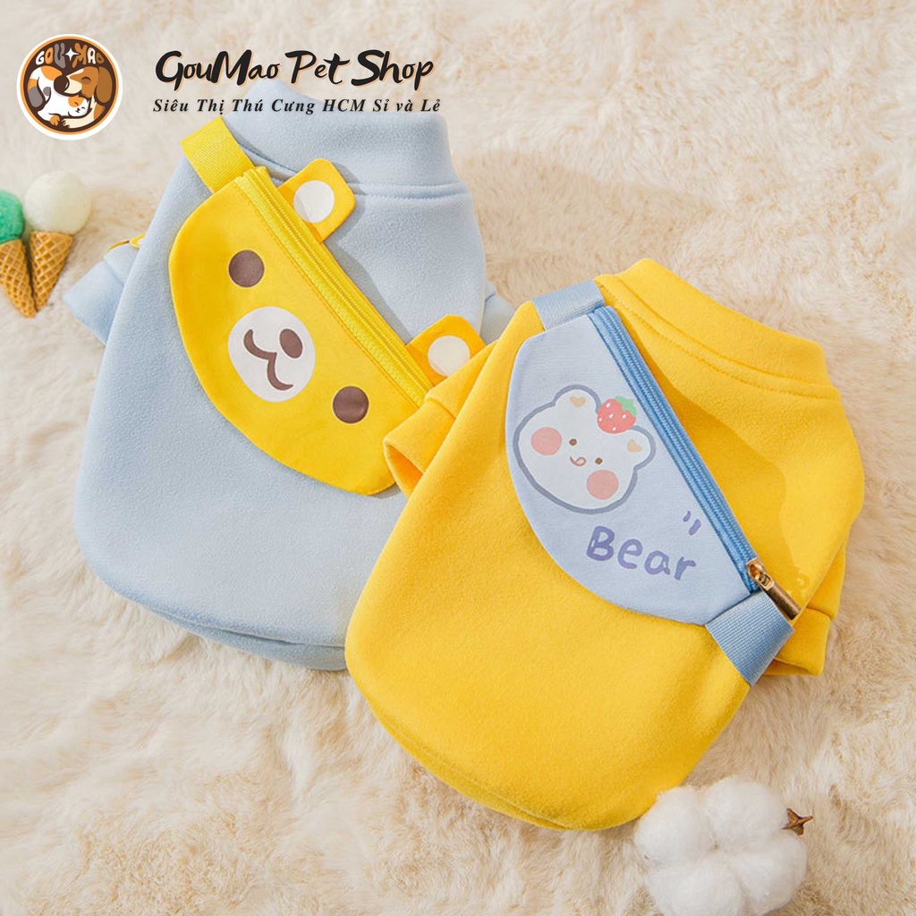 [ SIÊU PHẨM ] ÁO CÓ TÚI ĐEO HÌNH GẤU CHO CHÓ MÈO, THÚ CƯNG hipidog - goumao pet