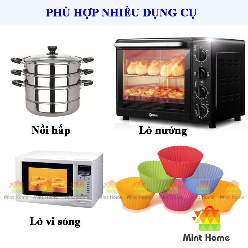 Khuôn làm bánh silicon chịu nhiệt dùng nướng bánh bông lan kem, socola cho nồi chiên không dầu lò nướng an toàn