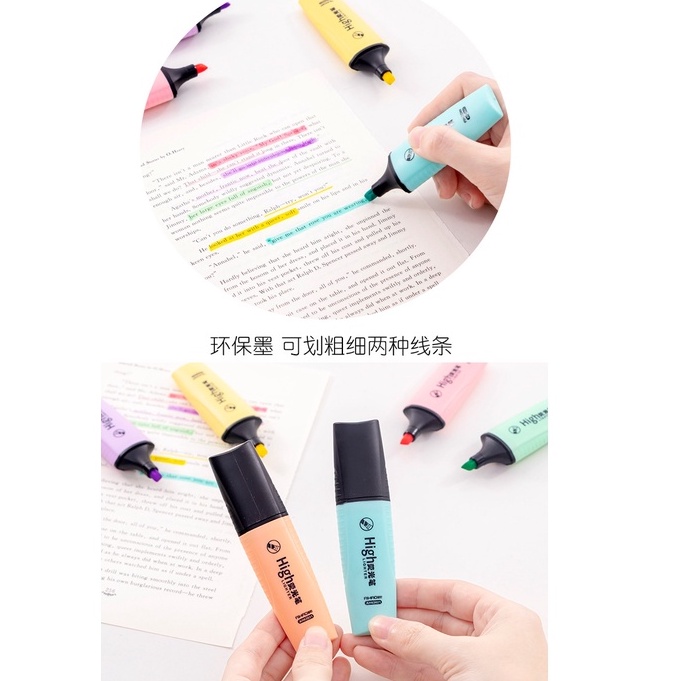 Bút Highlight Pastel Bút Nhớ Dòng Đánh Dấu Nhiều Màu Chất Lượng Cao Loại Nắp Đen