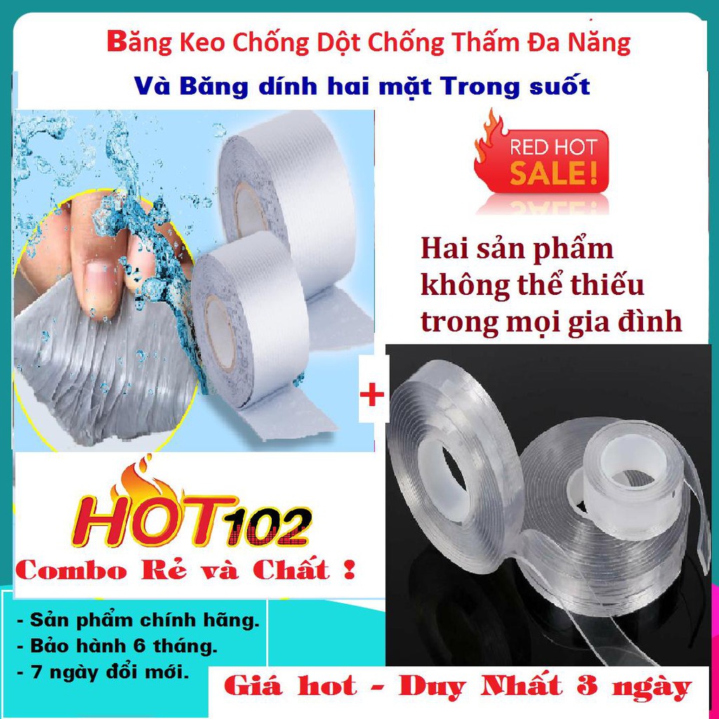 Băng Keo Siêu Dính Đa Năng Rộng 5cm/10cm Miếng Dán Chống Thấm Nước Cho Tường, Mái Tôn, Ống,Trần Nhà