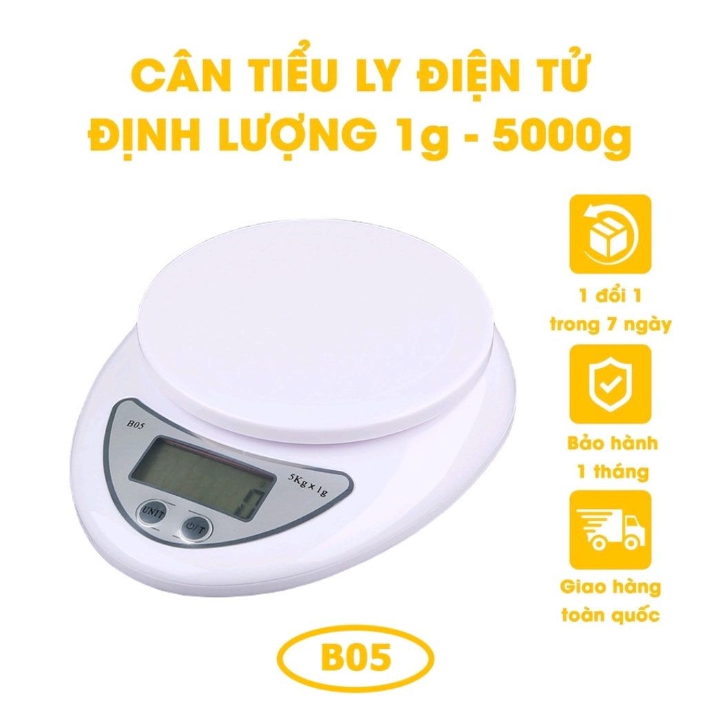 Cân Tiểu Ly Thực Phẩm, Cân Điện Tử Làm Bánh Nhà Bếp Định Lượng 1Gr - 3KG- 5KG