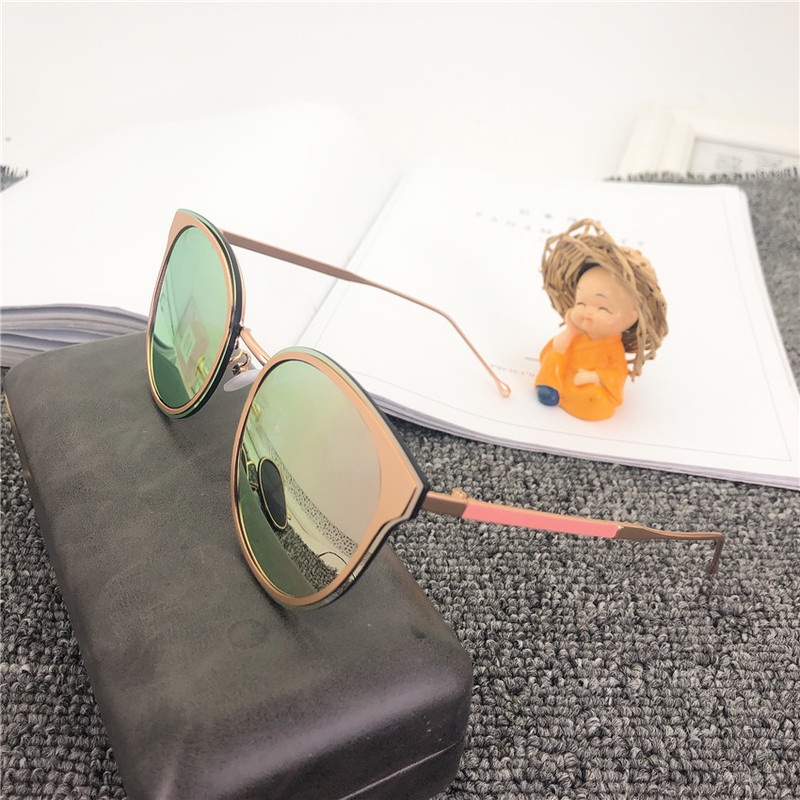 Kính Mát Mắt Mèo Gọng Kim Loại Thiết Kế Thời Trang Hàn Quốc