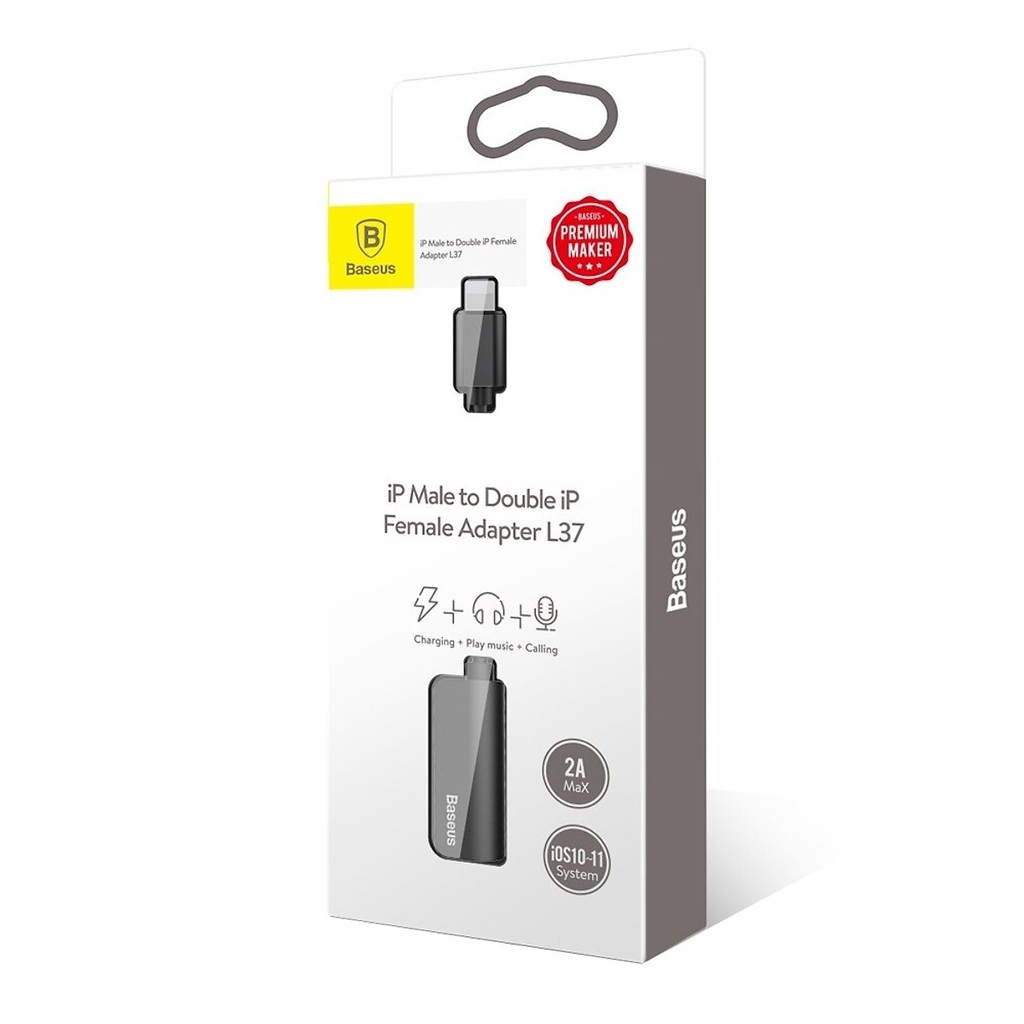 Jack chuyển đổi tai nghe Baseus L37 -vừa sạc vừa nghe - hỗ trợ mic -BH 12 tháng