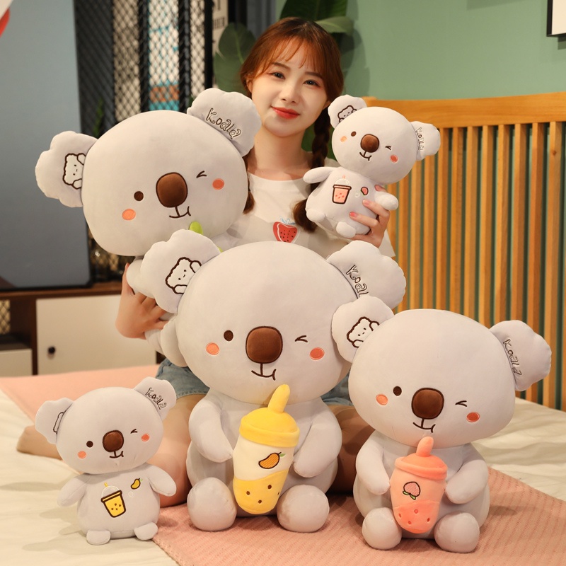 Đồ chơi gối nhồi bông hình gấu Koala ôm trà sữa trân châu dễ thương 23-60cm