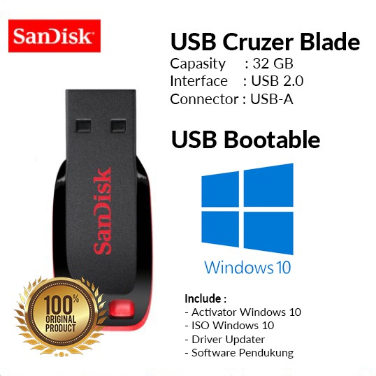 Ổ đĩa Flash Sandisk 32GB Windows 10 + ISO