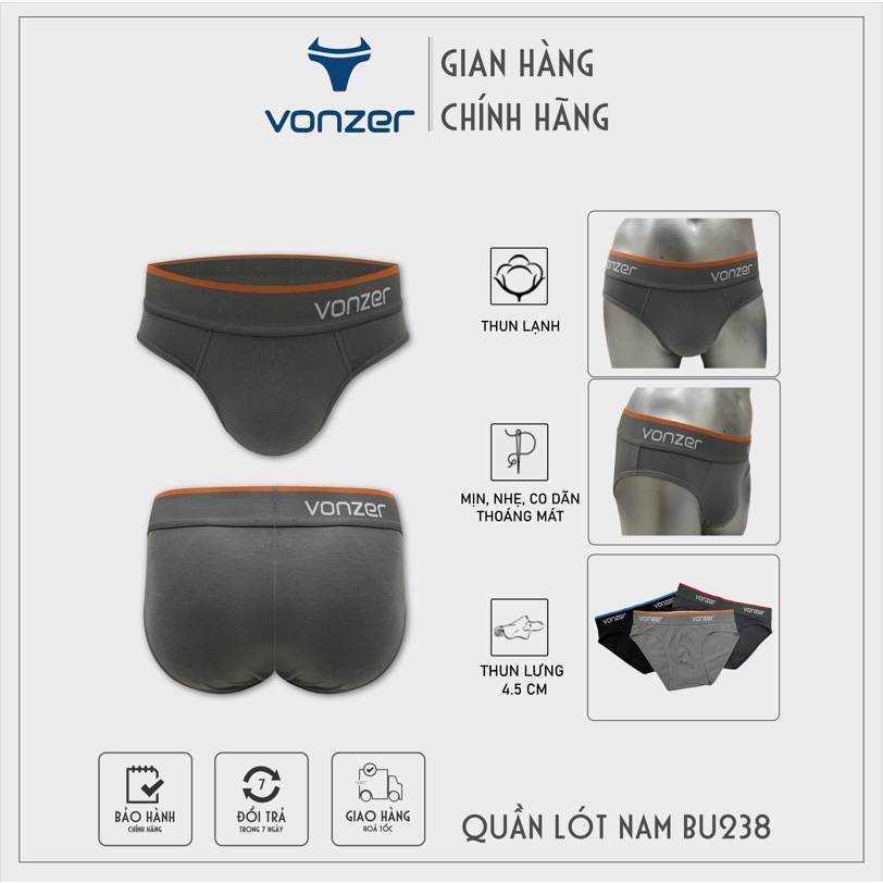 Quần lót nam tam giác cao cấp thoáng mát thun poly co giãn 4 chiều VONZER BU238