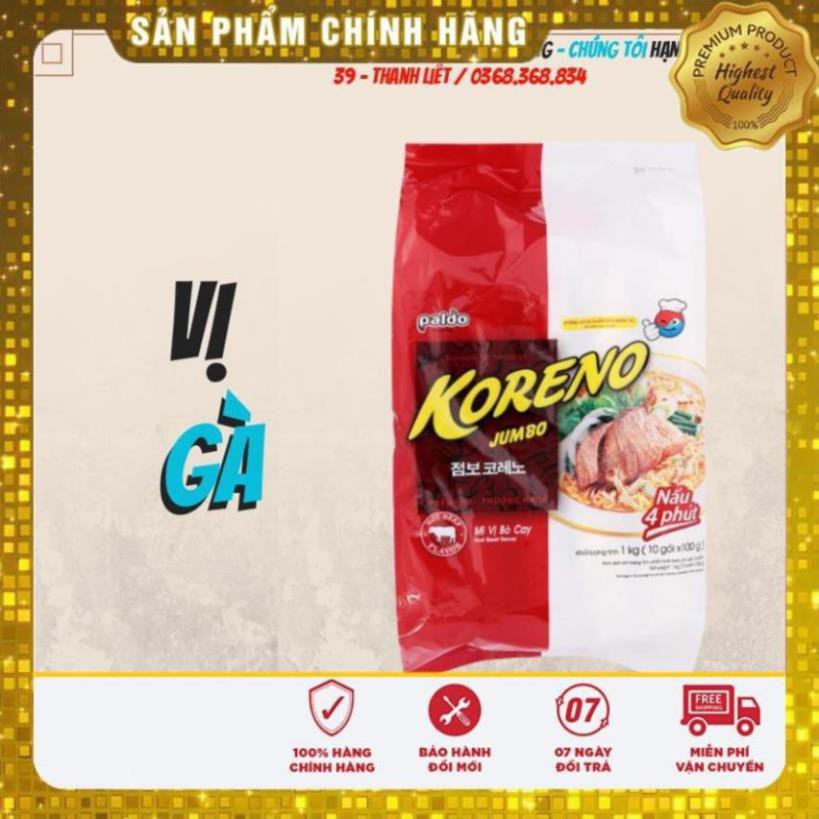 MÌ KORENO JUMBO HÀN QUỐC 1KG GÀ - TÔM - BÒ CAY - KIM CHI