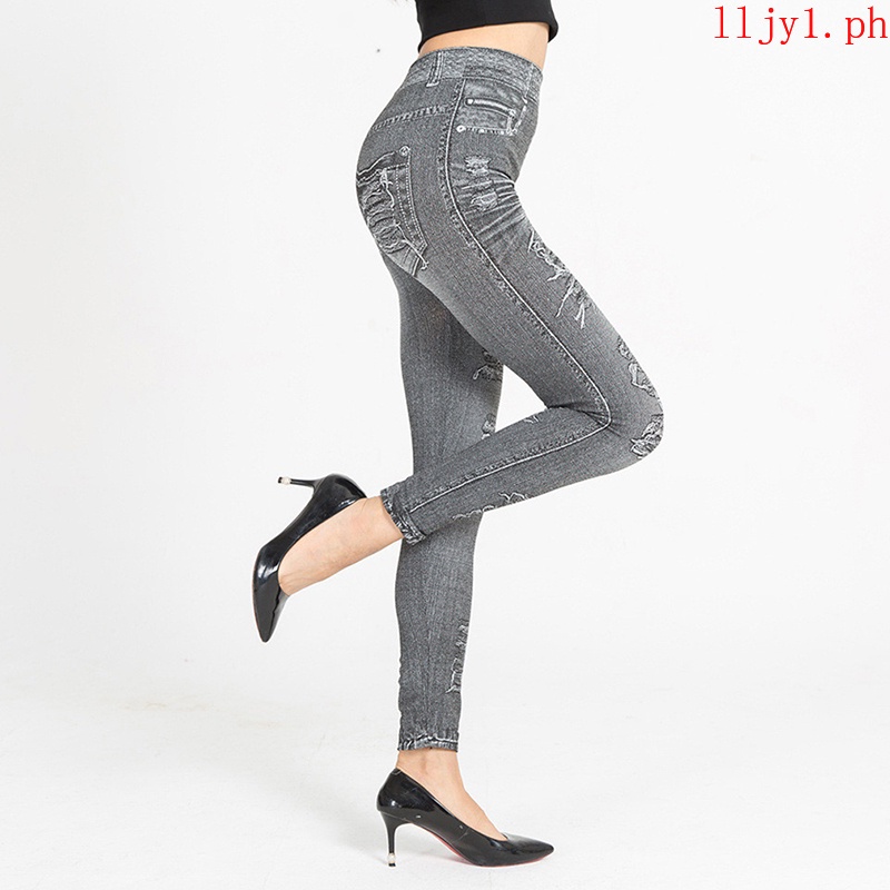 Quần Legging Giả Jean Dáng Bút Chì Ôm Sát Co Giãn Tốt Thời Trang Cho Nữ